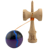 Kendama X Originala, Profesionala, Flippy, Big Cups V2, Super Sticky Cupe Mari, Rulment Metalic cu Ata 55 cm,-Negru Mov cu Linii - vivimall.ro