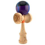 Kendama X Originala, Profesionala, Flippy, Big Cups V2, Super Sticky Cupe Mari, Rulment Metalic cu Ata 55 cm,-Negru Mov cu Linii - vivimall.ro