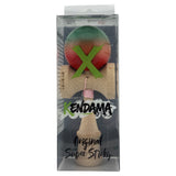 Kendama X Originala, Profesionala, Flippy, Big Cups V2, Super Sticky Cupe Mari, Rulment Metalic cu Ata 55 cm, Rosu/Verde - vivimall.ro