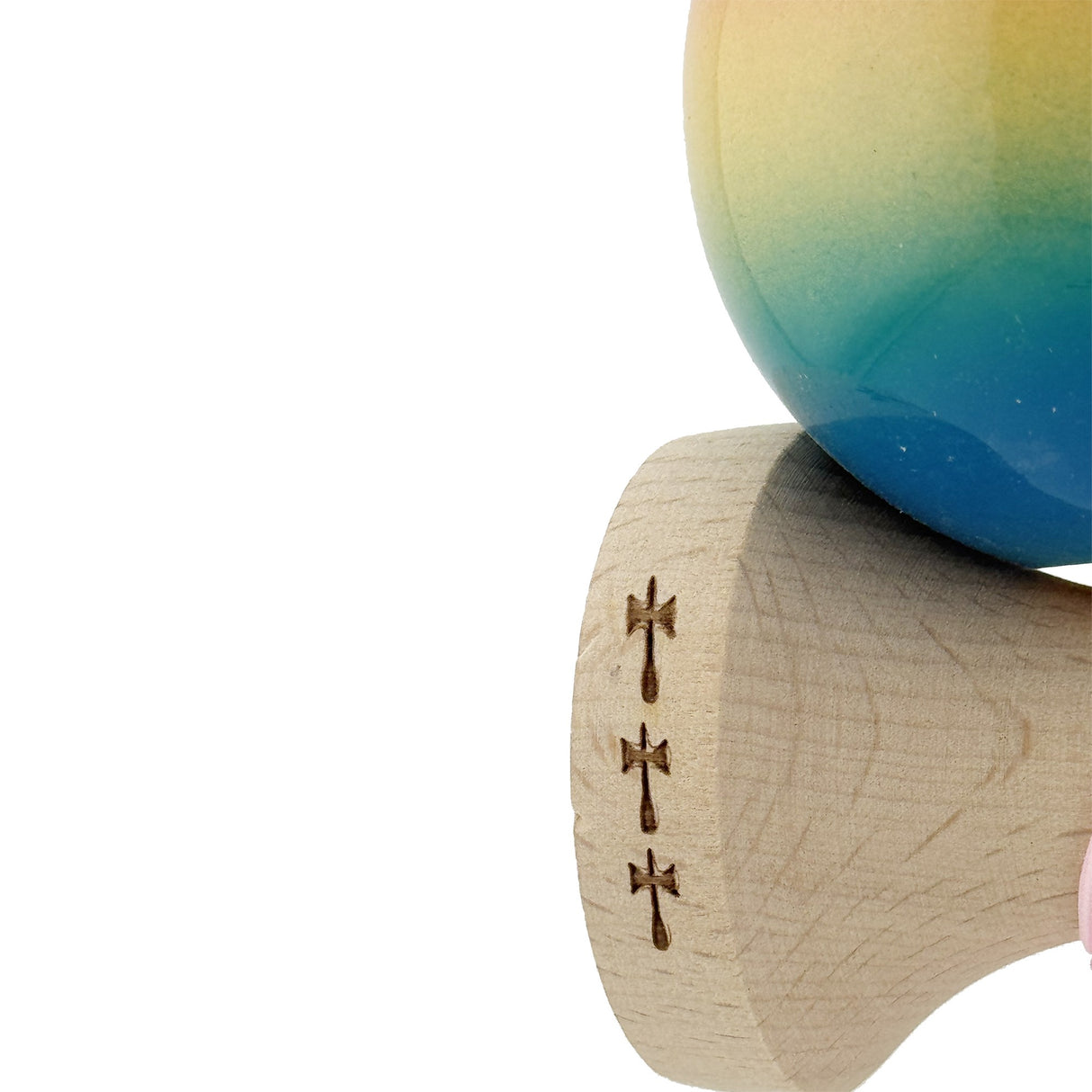Kendama X Originala, Profesionala, Flippy, Big Cups V2, Super Sticky Cupe Mari, Rulment Metalic cu Ata 55 cm, Rosu/Galben/Albastru - vivimall.ro