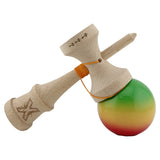 Kendama X Originala, Profesionala, Flippy, Big Cups V2, Super Sticky Cupe Mari, Rulment Metalic cu Ata 55 cm, Verde/Galben/Rosu - vivimall.ro