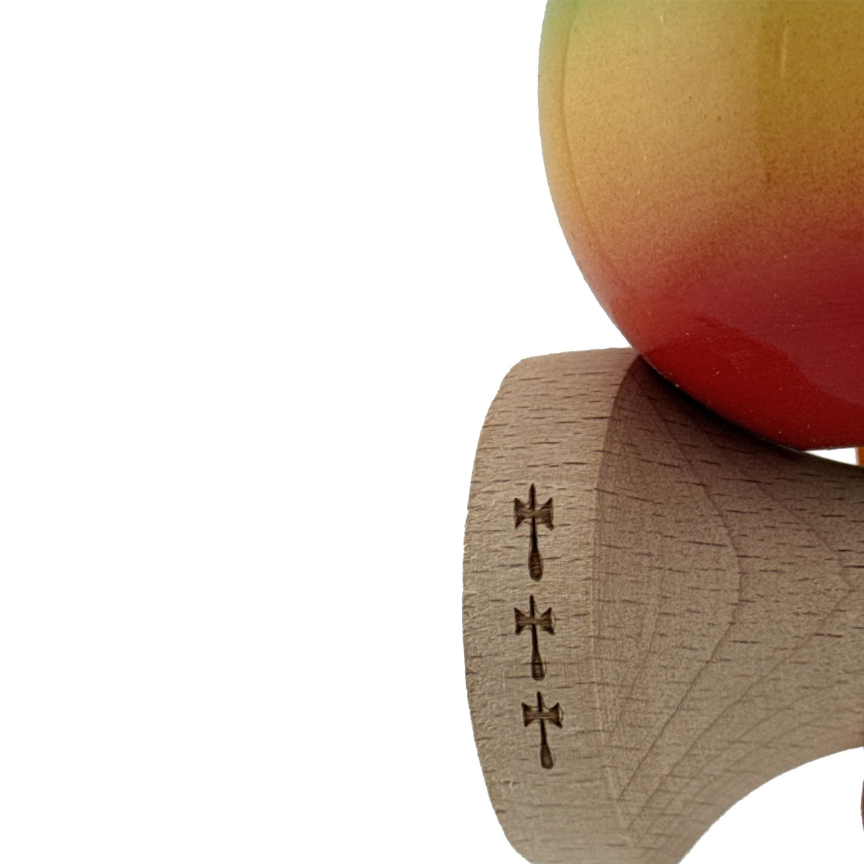 Kendama X Originala, Profesionala, Flippy, Big Cups V2, Super Sticky Cupe Mari, Rulment Metalic cu Ata 55 cm, Verde/Galben/Rosu - vivimall.ro