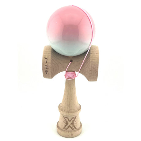 Kendama X Originala, Profesionala, Flippy, Big Cups V2, Super Sticky Cupe Mari, Rulment Metalic cu Ata 55 cm,Roz/Verde - vivimall.ro