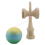 Kendama X Originala, Profesionala, Flippy, Big Cups V2, Super Sticky Cupe Mari, Rulment Metalic cu Ata 55 cm, Galben/Albastru deschis/Verde - vivimall.ro