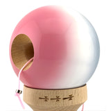 Kendama X Originala, Profesionala, Flippy, Big Cups V2, Super Sticky Cupe Mari, Rulment Metalic cu Ata 55 cm, Gradient Roz/Alb/Gri - vivimall.ro