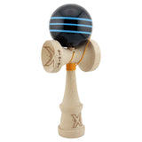 Kendama X Originala, Profesionala, Flippy, Big Cups V2, Super Sticky Legendary Cupe Mari, Rulment Metalic cu Ata 55 cm, Negru/Linii Albastre deschise - vivimall.ro