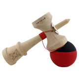 Kendama X Originala, Profesionala, Vivimall, Cupe Mari KING SIZE V3, Rubber Grip, Gaura in Baza, Rulment Metalic, din lemn 18 cm, Ata 55 cm, Bicolor Negru/Rosu - vivimall.ro