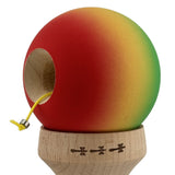 Kendama X Originala, Profesionala, Vivimall, Cupe Mari KING SIZE V3, Rubber Grip, Gaura in Baza, Rulment Metalic, din lemn 18 cm, Ata 55 cm, Gradient Verde/Galben/Rosu - vivimall.ro
