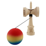 Kendama X Originala, Profesionala, Vivimall, Cupe Mari KING SIZE V3, Rubber Grip, Gaura in Baza, Rulment Metalic, din lemn 18 cm, Ata 55 cm, Gradient Rosu/Galben/Albastru - vivimall.ro