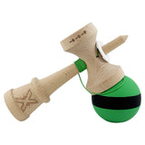 Kendama X Originala, Profesionala, Vivimall, Cupe Mari KING SIZE V3, Rubber Grip, Gaura in Baza, Rulment Metalic, din lemn 18 cm, Ata 55 cm, M Bicolor Verde Dublu/Negru - vivimall.ro