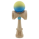 Kendama X Originala, Profesionala, Vivimall, Cupe Mari KING SIZE V3, Rubber Grip, Gaura in Baza, Rulment Metalic, din lemn 18 cm, Ata 55 cm, Gradient Galben/Albastru deschis - vivimall.ro