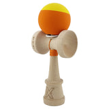 Kendama X Originala, Profesionala, Vivimall, Rubber Grip, Cupe Mari KING SIZE V3, Gaura in Baza, Rulment Metalic, din lemn 18 cm, Ata 55 cm, Bicolor Galben/Portocaliu - vivimall.ro
