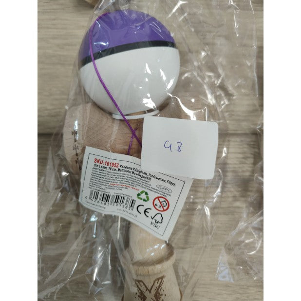 Kendama X Originala, Profesionala, Vivimall, Big Cups V3, Rubber Grip model mov/alb - vivimall.ro