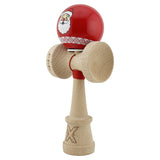 Kendama X Originala, Profesionala, Vivimall, Christmas Edition, Super Sticky cu Cupe Mari KING SIZE V3, Rulment Metalic si Gaura in Baza, din Lemn 18 cm, Ata 55 cm, Rosu Mos Craciun - vivimall.ro