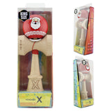 Kendama X Originala, Profesionala, Vivimall, Christmas Edition, Super Sticky cu Cupe Mari KING SIZE V3, Rulment Metalic si Gaura in Baza, din Lemn 18 cm, Ata 55 cm, Rosu Mos Craciun - vivimall.ro