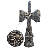 Kendama X Originala, Profesionala, Cracked din Lemn, 18 cm,  Negru Alb - vivimall.ro