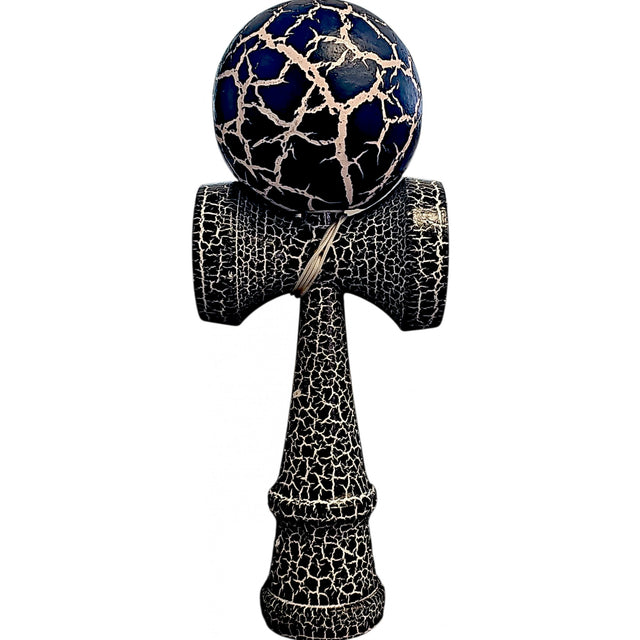 Kendama X Originala, Profesionala, Cracked din Lemn, 18 cm,  Negru Alb - vivimall.ro