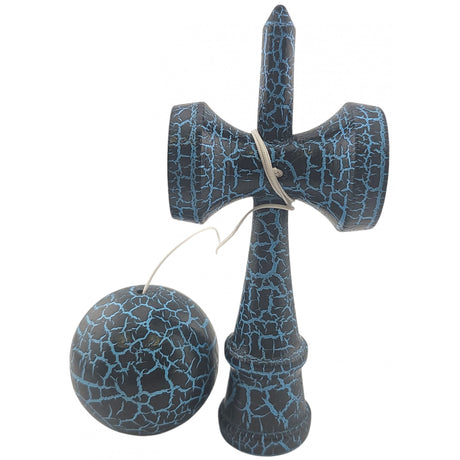 Kendama X Originala, -Profesionala, Vivimall, Cracked, din Lemn, 18 cm, -Negru, Albastru - vivimall.ro