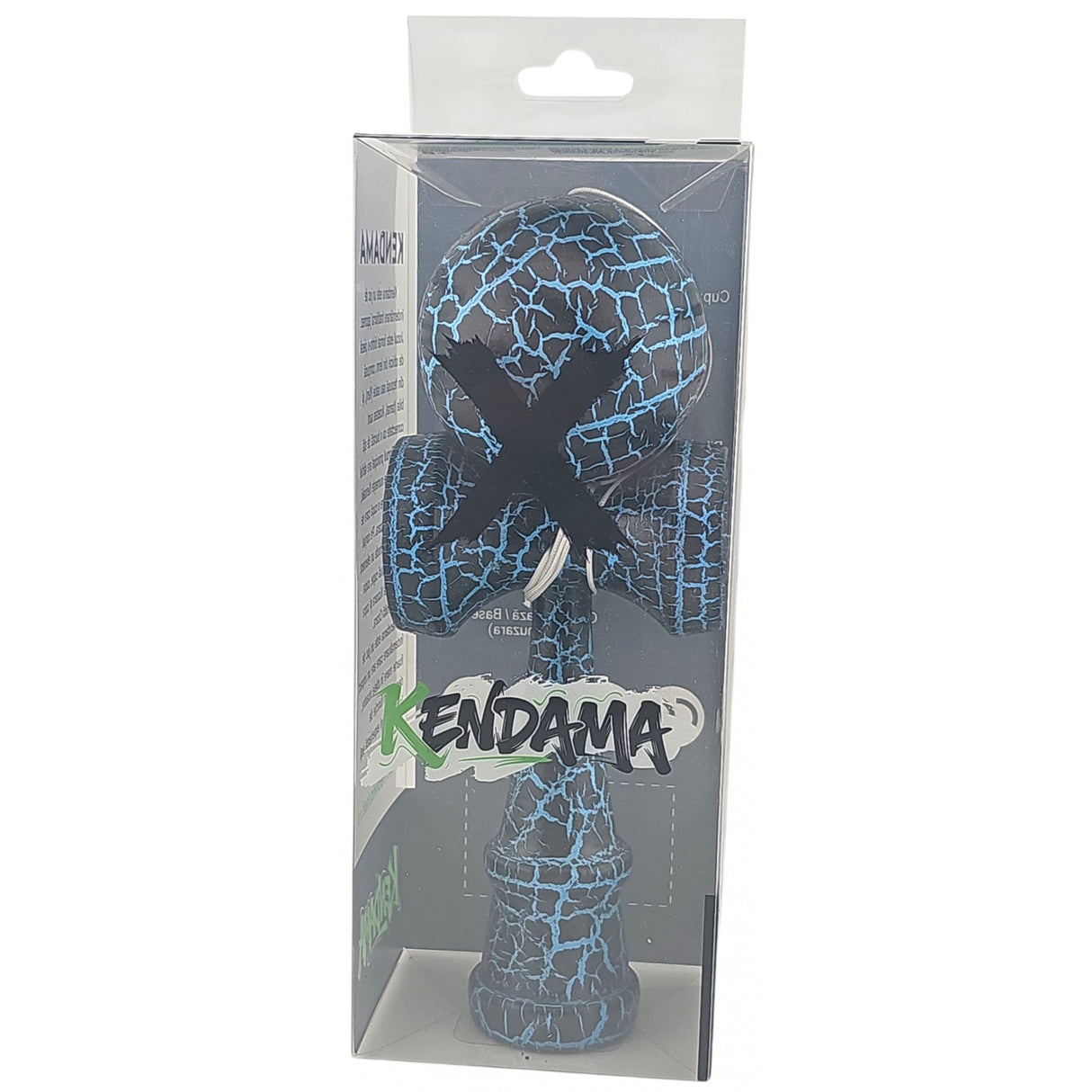 Kendama X Originala, -Profesionala, Vivimall, Cracked, din Lemn, 18 cm, -Negru, Albastru - vivimall.ro