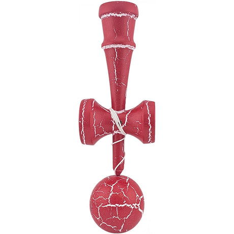 Kendama X Originala, Profesionala, Flippy, Cracked, din Lemn, 18 cm, Rosu/Alb - vivimall.ro