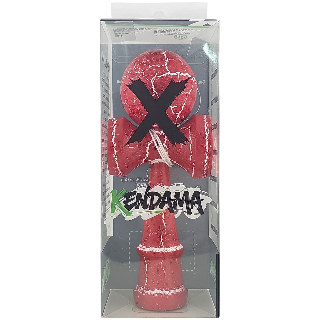Kendama X Originala, Profesionala, Flippy, Cracked, din Lemn, 18 cm, Rosu/Alb - vivimall.ro