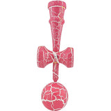 Kendama X Originala, Profesionala, Flippy, Cracked, din Lemn, 18 cm, Roz Aprins/Alb - vivimall.ro