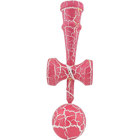 Kendama X Originala, Profesionala, Flippy, Cracked, din Lemn, 18 cm, Roz Aprins/Alb - vivimall.ro