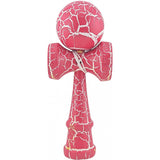 Kendama X Originala, Profesionala, Flippy, Cracked, din Lemn, 18 cm, Roz Aprins/Alb - vivimall.ro