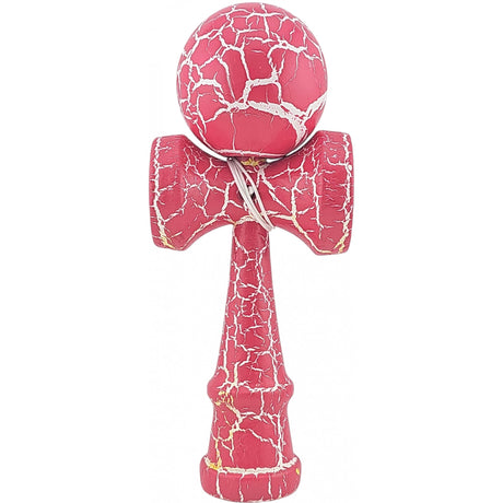 Kendama X Originala, Profesionala, Flippy, Cracked, din Lemn, 18 cm, Roz Aprins/Alb - vivimall.ro