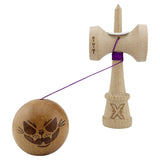 Kendama X Originala, Profesionala, Vivimall, Crazy Cat,-Super Sticky, Cupe Mari KING SIZE V3, Gaura in Baza, Rulment Metalic, din lemn 18 cm, Ata 55 cm, Maro - vivimall.ro