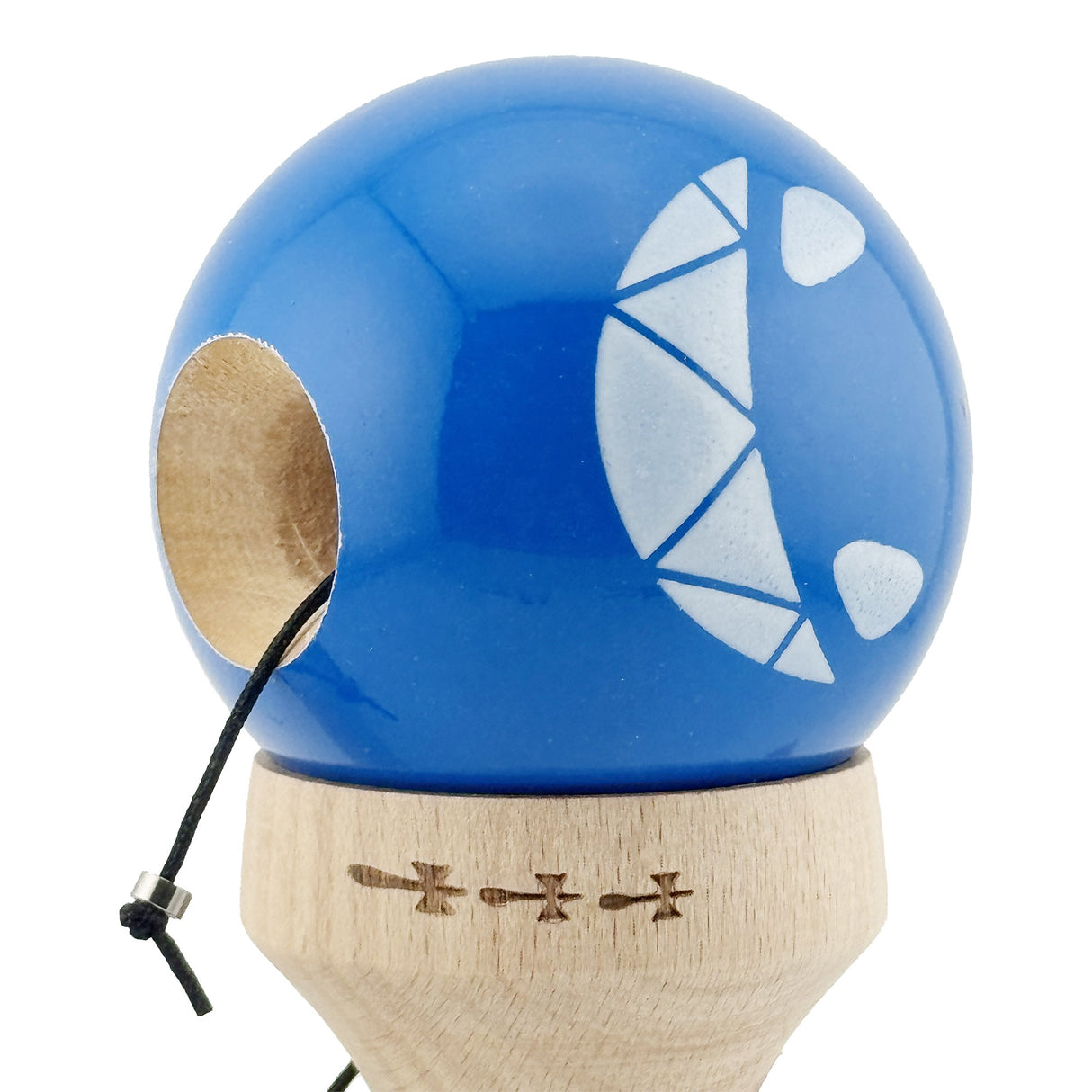 Kendama X Originala, Profesionala, Vivimall, Crazy Smile, Super Sticky cu Cupe Mari KING SIZE V3, Gaura in Baza, Rulment Metalic, din lemn 18 cm, Ata 62/65 cm, Special Albastru - vivimall.ro