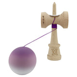 Kendama X Originala, Profesionala, Vivimall, Cupe Mari KING SIZE V3, Rubber Grip, Gaura in Baza, Rulment Metalic, din lemn 18 cm, Ata 55 cm, Gradient Mov/Alb - vivimall.ro