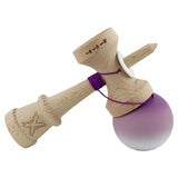 Kendama X Originala, Profesionala, Vivimall, Cupe Mari KING SIZE V3, Rubber Grip, Gaura in Baza, Rulment Metalic, din lemn 18 cm, Ata 55 cm, Gradient Mov/Alb - vivimall.ro