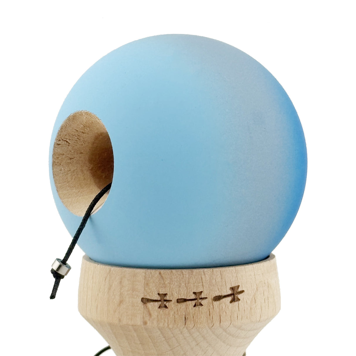 Kendama X Originala, Profesionala, Vivimall, Cupe Mari KING SIZE V3, Rubber Grip, Gaura in Baza, Rulment Metalic, din lemn 18 cm, Ata 55 cm, Gradient Albastru/Gri/Albastru deschis - vivimall.ro