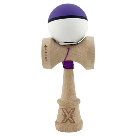 Kendama X Originala, Profesionala, Vivimall, Big Cups V3, Rubber Grip model Mov/Alb - vivimall.ro