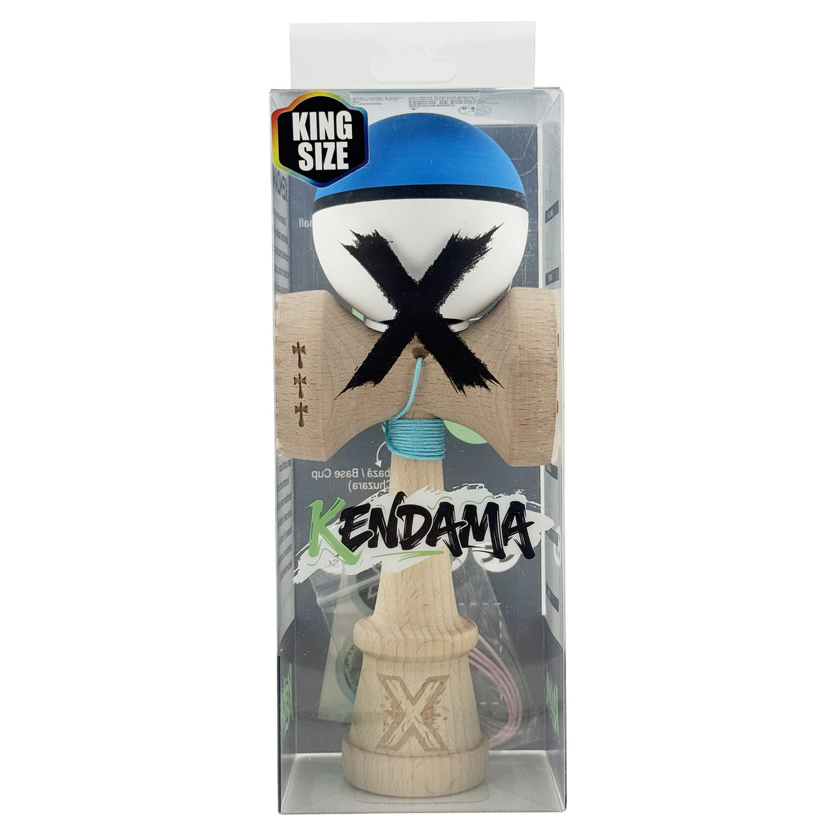Kendama X Originala, Profesionala, Vivimall, Big Cups V3, Rubber Grip model albastru/negru/alb - vivimall.ro