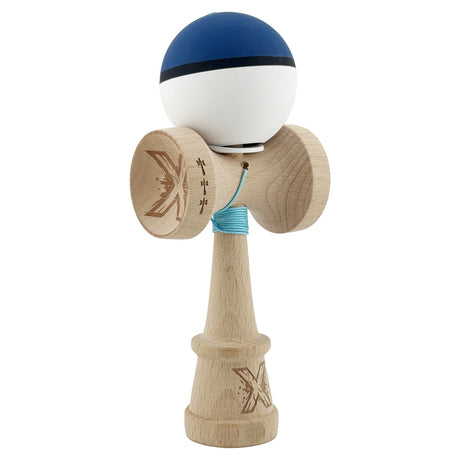 Kendama X Originala, Profesionala, Vivimall, Big Cups V3, Rubber Grip model albastru inchis/alb - vivimall.ro