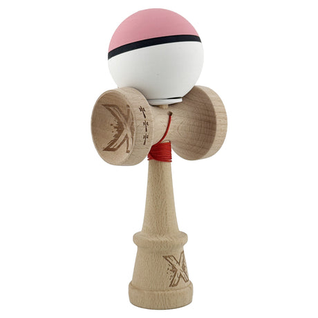 Kendama X Originala, Profesionala, Vivimall, Big Cups V3, Rubber Grip model Roz/negru/alb - vivimall.ro