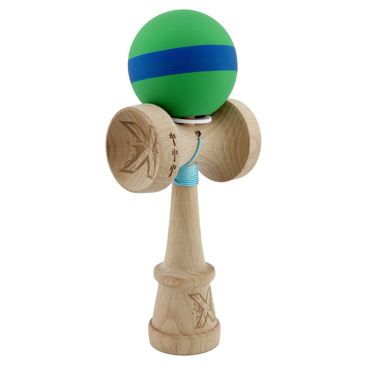 Kendama X Originala, Profesionala, Vivimall, Big Cups V3, Rubber Grip model verde/albastru/verde - vivimall.ro