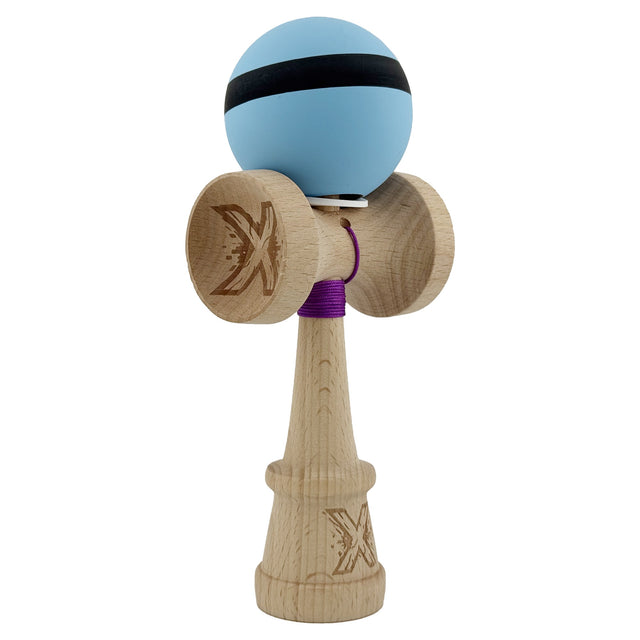 Kendama X Originala, Profesionala, Vivimall, Cupe Mari KING SIZE V3, Rubber Grip, Gaura in Baza, Rulment Metalic, din lemn 18 cm, Ata 55 cm, M Bleu/Negru/Bleu - vivimall.ro
