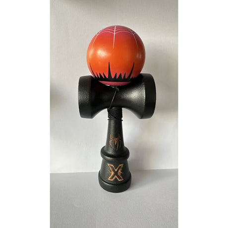 Kendama X Originala , Profesionala, Vivimall, Cupe Mari KING SIZE V3, Super Sticky, Gaura in Baza, Rulment Metalic, din lemn 18 cm, Ata 62/65 cm-  BLACK Spider King - vivimall.ro