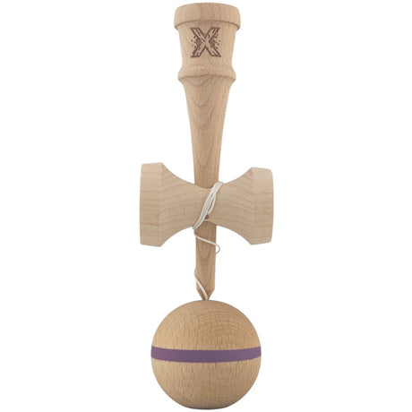 Kendama X Originală, Profesională, Flippy, din Lemn, 18 cm, Dunga Mov - vivimall.ro