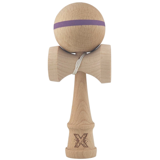 Kendama X Originală, Profesională, Vivimall, din Lemn, 18 cm, Dunga Mov - vivimall.ro