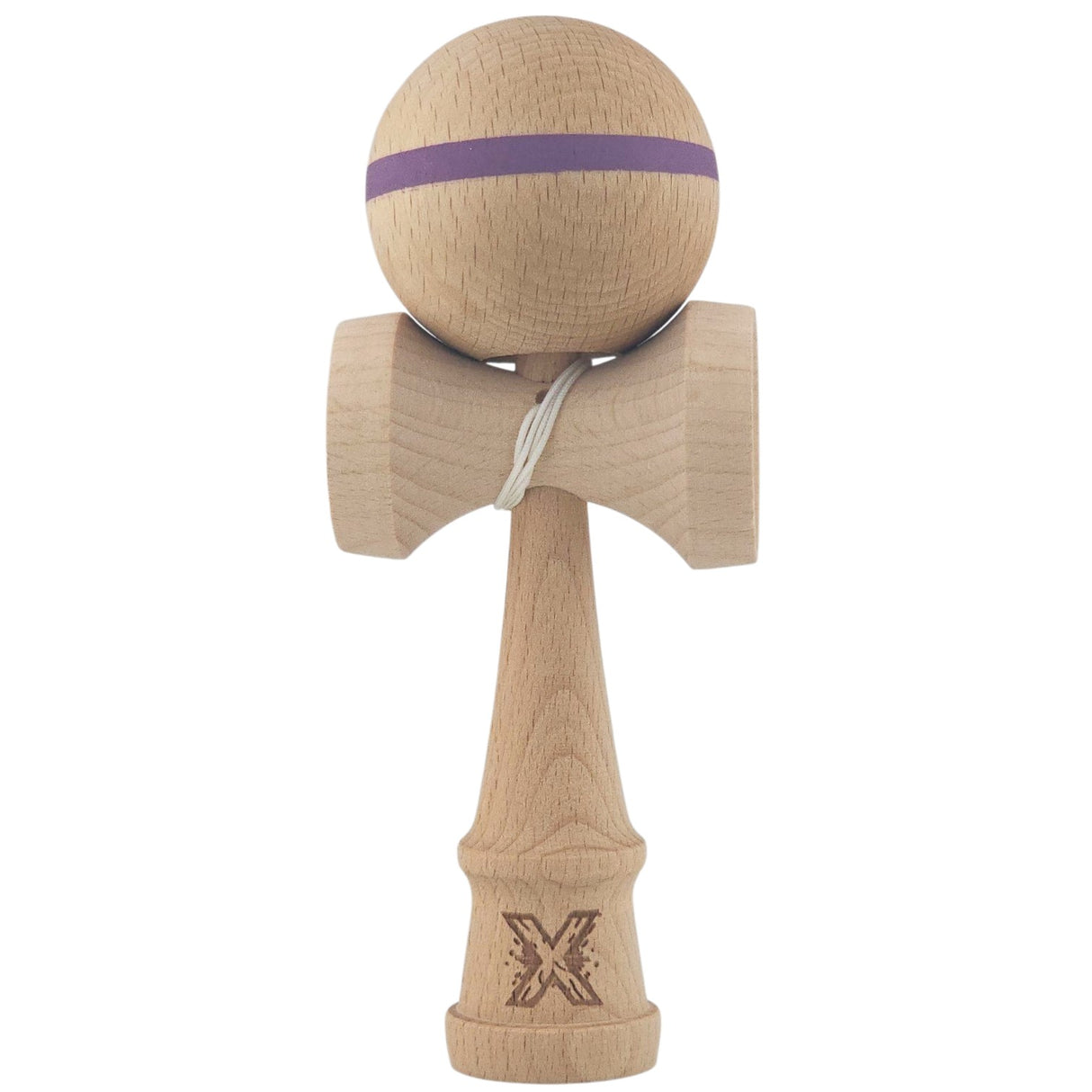 Kendama X Originală, Profesională, Flippy, din Lemn, 18 cm, Dunga Mov - vivimall.ro