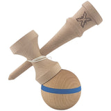 Kendama X Originala, Profesionala, Vivimall, din Lemn, 18 cm, Special, Model cu Dunga, Albastru - vivimall.ro