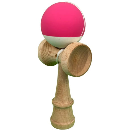 Kendama X Originala, Profesionala, Vivimall, din Lemn, 18 cm, Rubber Grip, Roz inchis/Alb - vivimall.ro