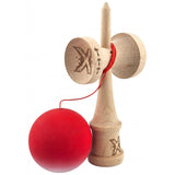 Kendama X Originala, Profesionala, Vivimall, Big Cups V2, Rubber Grip cu Cupe Mari, Rulment Metalic cu Ata 55 cm,-Gradient Rosu/Alb - vivimall.ro
