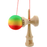Kendama X Originala, Profesionala, Vivimall, Big Cups V2, Rubber Grip cu Cupe Mari, Rulment Metalic cu Ata 55 cm, Verde/Galben/Rosu - vivimall.ro