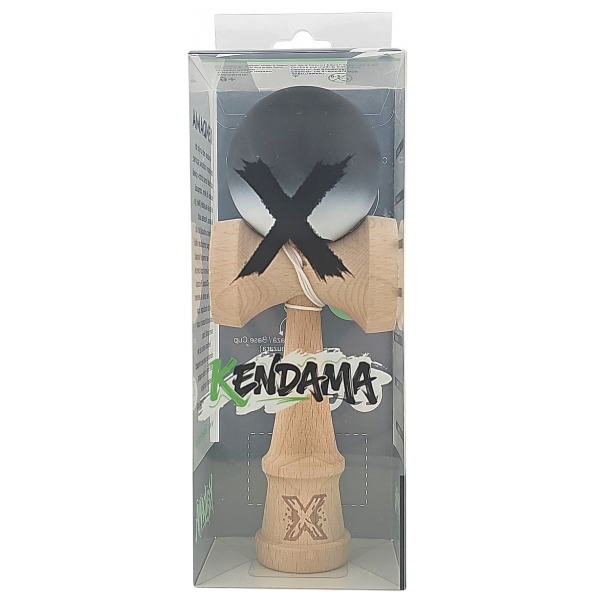 Kendama X Originala, Profesionala, Vivimall, din Lemn, Rubber Grip, 18 cm, Alb/Negru - vivimall.ro