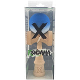 Kendama X Originala, Profesionala din Lemn, Rubber Grip, 18 cm, Albastru/Alb - vivimall.ro